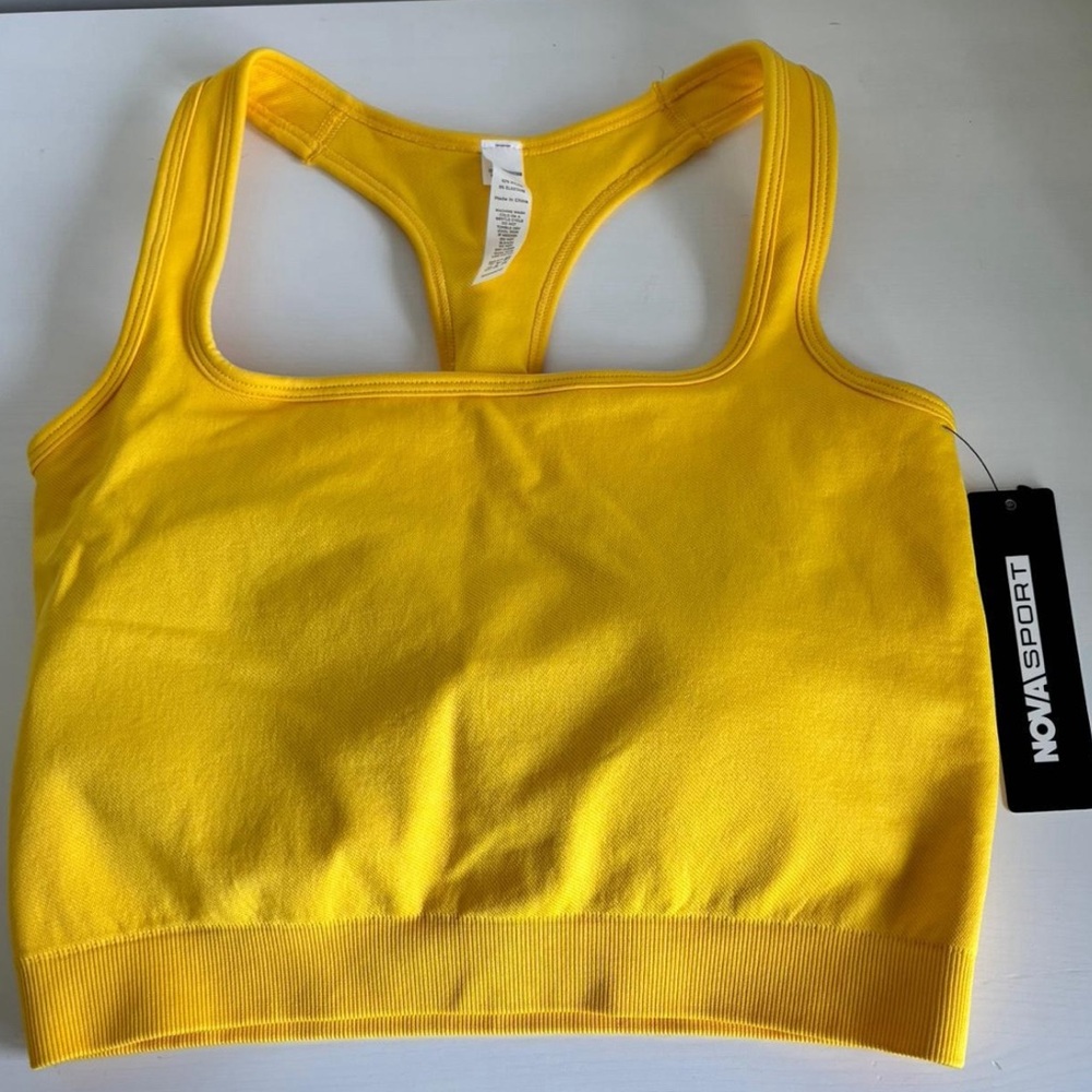 Fashion Nova Bright Yellow Sports Bra